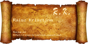 Raisz Krisztina névjegykártya